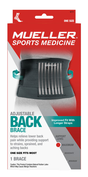 Adjustable Back Brace, Black, One Size Fits Most